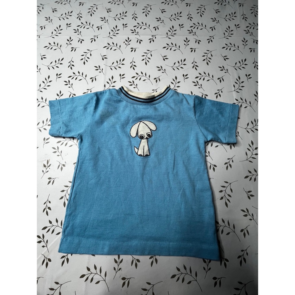 Vintage Health-tex Kids Blue Puppy Graphic T-Shirt Single Stitch rare Size 4T